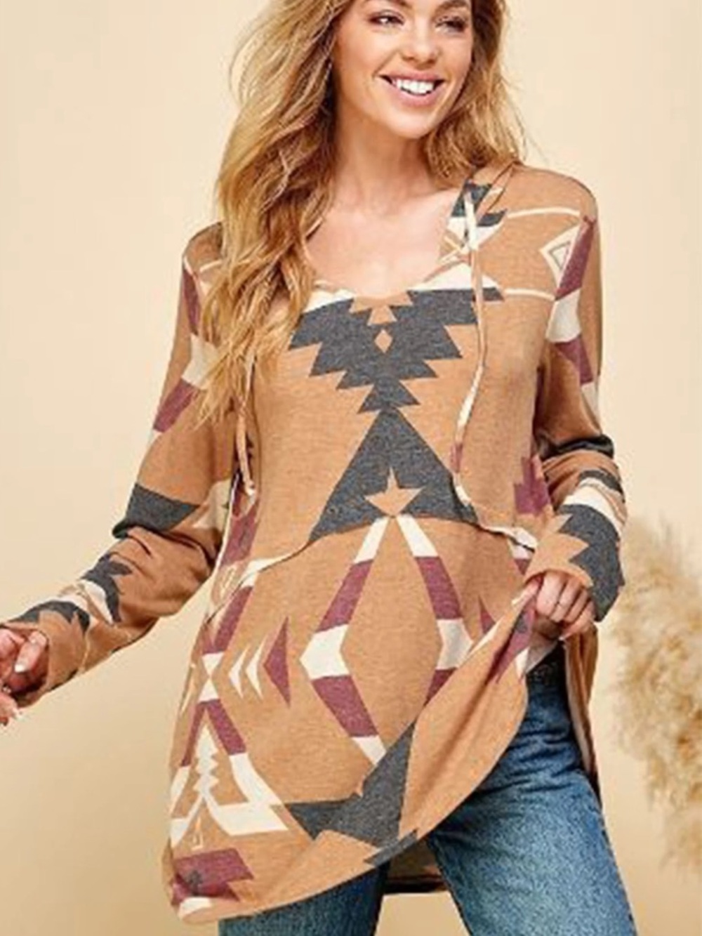 NWT Boutique Aztec Hoodie Shirt Size Medium